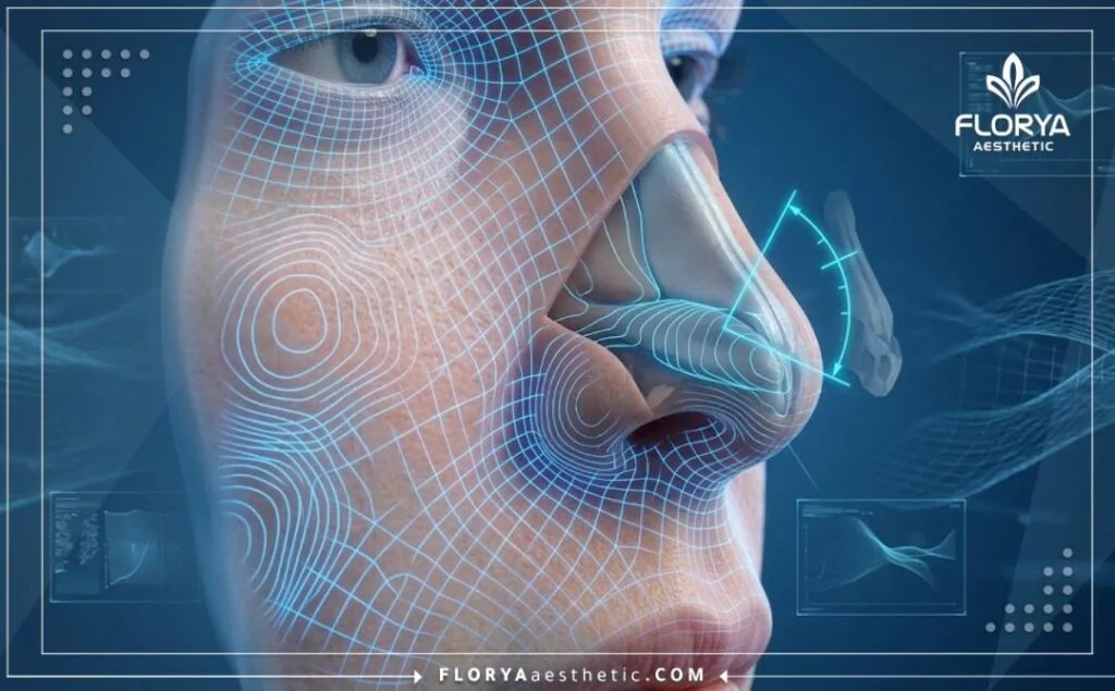 مسح ضوئي ثلاثي الأبعاد يوضح تفاصيل الأنف الدقيقة قبل العملية.