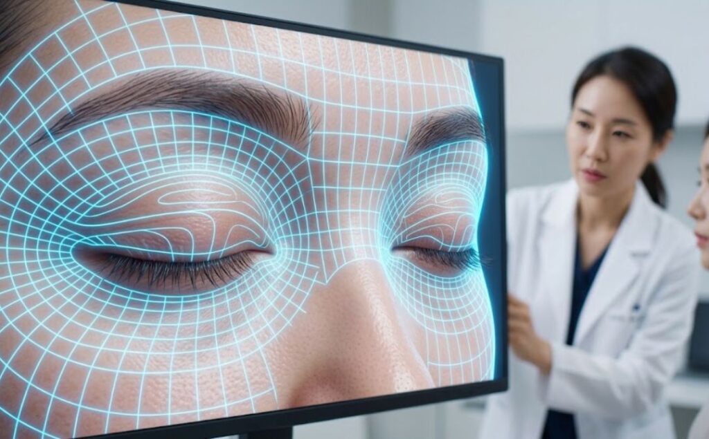 مسح ضوئي ثلاثي الأبعاد لمنطقة الجفون يوضح دقة الإجراء التجميلي للعين