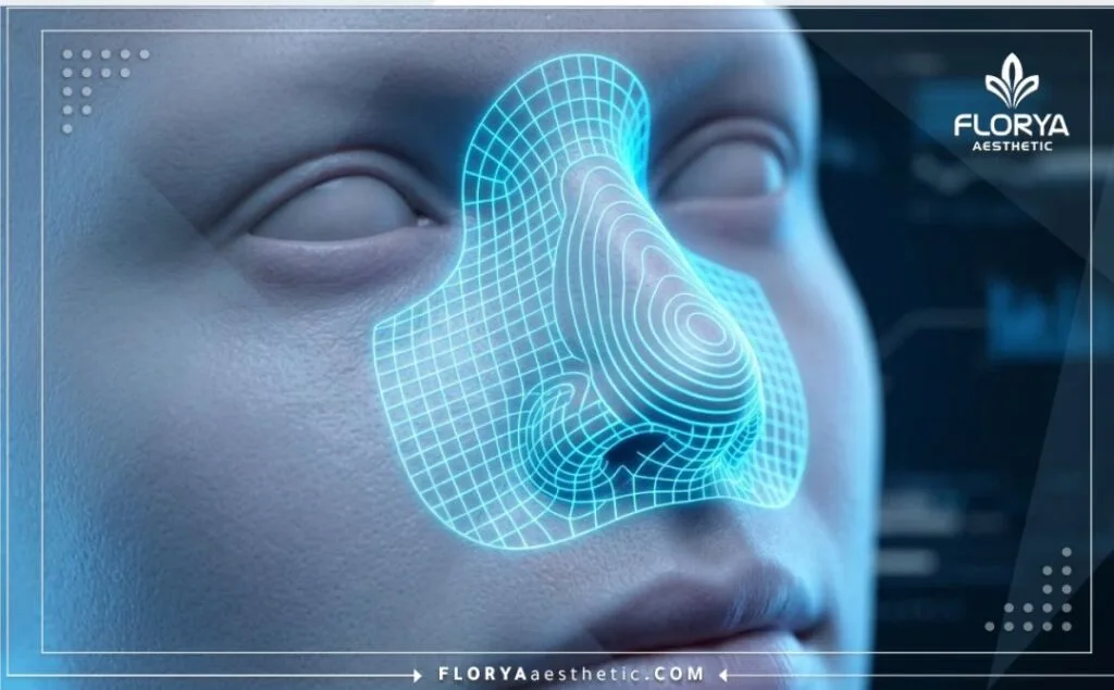 مسح رقمي ثلاثي الأبعاد يوضح دقة تقنية بيزو على هيكل الأنف