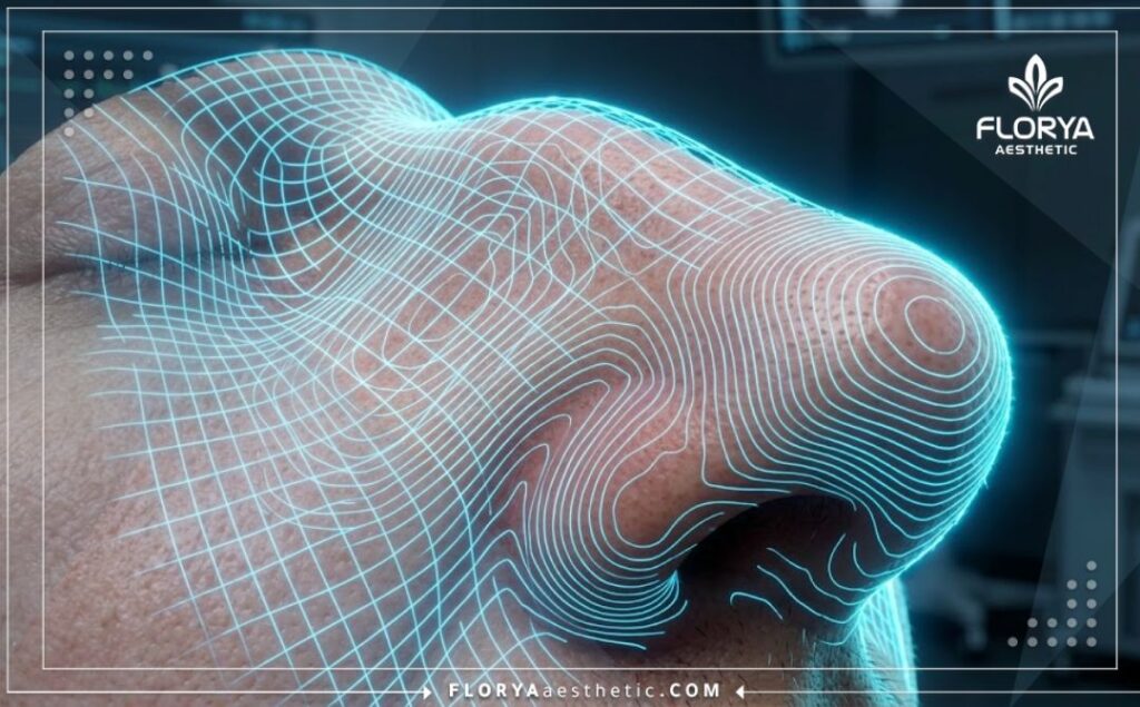 فحص رقمي دقيق وثلاثي الأبعاد لتشريح جسر الأنف قبل الإجراء